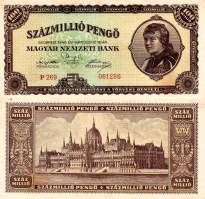 *100 miliónov maďarských pengő Maďarsko 1946, P124 XF - Kliknutím na obrázok zatvorte -